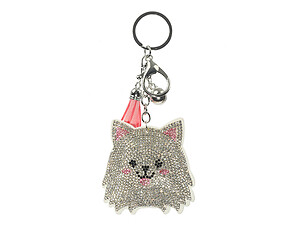 Pomeranian Tassel Bling Faux Suede Stuffed Pillow Key Chain Handbag Charm