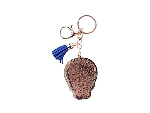 American Flag Metal Skull Tassel Key Chain Handbag Charm