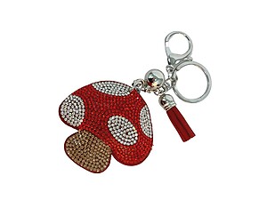 Poison Mushroom Tassel Bling Faux Suede Stuffed Pillow Key Chain Handbag Charm