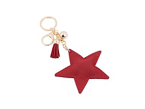 Star Rainbow Tassel Bling Faux Suede Stuffed Pillow Key Chain Handbag Charm