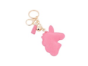 Pink Unicorn Tassel Bling Faux Suede Stuffed Pillow Key Chain Handbag Charm