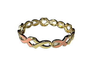 Enameled Pink Ribbon Link Stretchable Bracelet