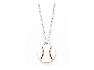 Playful Enamel White Baseball Necklace