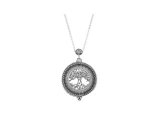Silvertone Tree of Life Magnifying Glass Pendant Necklace