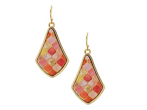 Geometric Printed Wood Moroccan Lozenge Shaped Earrings