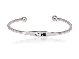 Love Silvertone Metal Cuff Bracelet