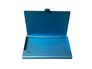 Blue Metallic Thin Stainless Steel Business Card Case