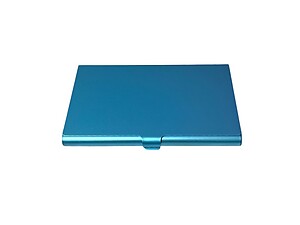 Blue Metallic Thin Stainless Steel Business Card Case