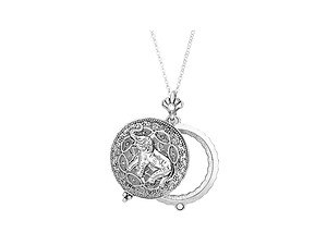 Silvertone Elephant Magnifying Glass Pendant Necklace