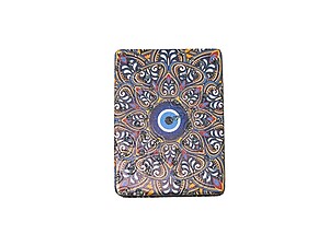 Evil Eye Centered Abstract Pattern Double Compact Mirror w/ Crystal Stones