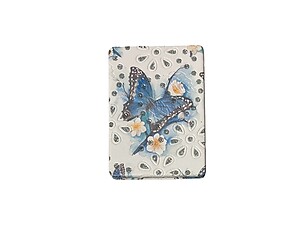 Butterfly Pattern Double Compact Mirror w/ Crystal Stones