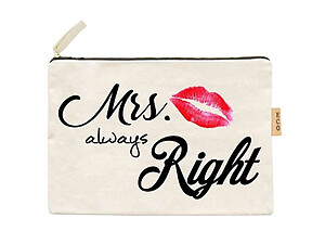 Mrs. always Right Small Cotton Canvas Cosmetic Zipper Eco Pouch Bag