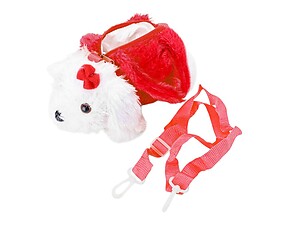 Kids Red Adjustable Strap Furry Fluffy Mini Puppy Doll Crossbody Bag