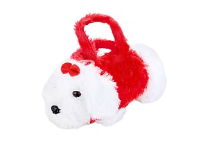 Kids Red Adjustable Strap Furry Fluffy Mini Puppy Doll Crossbody Bag