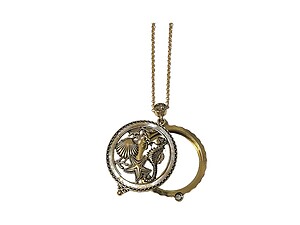 Gold Sea Life Magnifying Glass Pendant Long Necklace