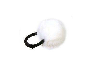 White Pom Pom Fur Stretchy Band Hair Tie Ponytail Hairband