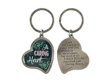 Thank Him for Your Caring Heart Inspirational Silvertone Metal Key Ring Keychain