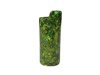 Green Glitter Shell Lighter Case Cover Holder Fits Bic Lighters