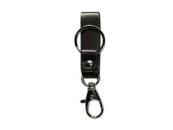 Dark Brown Faux Leather Strap Clip Key Chain w/ Silver Ring