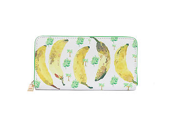 Bananas Vinyl Printed Zip Around Clutch Wallet