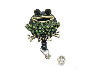 Green Toad Retractable Bling Reel ID Card Badge Holder