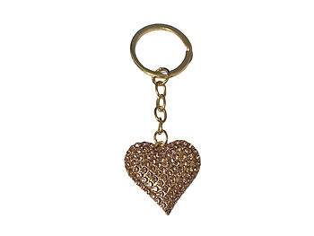 Light Purple & Goldtone Crystal Stone Heart Shaped Pendant Keychain