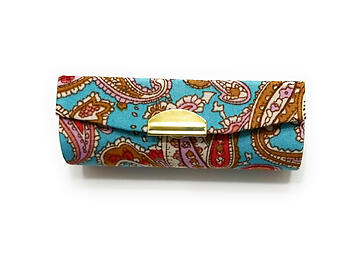 Blue Paisley Print Lipstick Case w/ Mirror