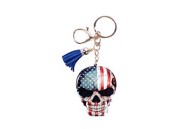 American Flag Metal Skull Tassel Key Chain Handbag Charm