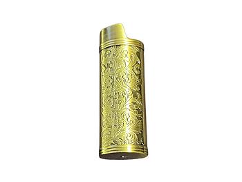 Dark Gold Filigree Metal Shell Lighter Case Cover Holder Fits Bic Lighters