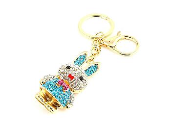 Rhinestone Rabbit Moving Parts Metal Keychain Accessory Handbag Charm