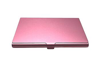 Light Pink Metallic Thin Stainless Steel Business Card Case