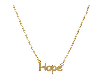 Goldtone Dainty Metal Hope Pendant Necklace