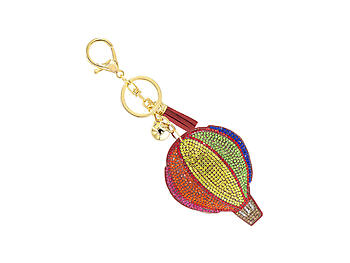 Hot Air Balloon Tassel Bling Faux Suede Stuffed Pillow Key Chain Handbag Charm