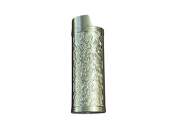 Dark Silver Filigree Metal Shell Lighter Case Cover Holder Fits Bic Lighters