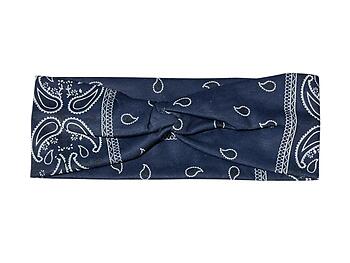 Blue Paisley Twisted Knot Cotton Wide Stretch Headband