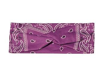 Purple Paisley Twisted Knot Cotton Wide Stretch Headband