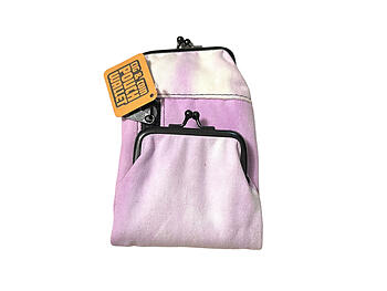 Purple Tie Dye Canvas Cigarette Pouch Wallet with Snap Clasp Closure