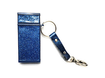 Blue Glitter Portable Mini Pocket Ashtray Keychain with Handy Clip