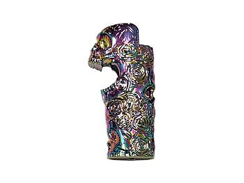 Skull & Roses Iridescent Mystic Lighter Case & Bottle Opener Fits Bic Lighters