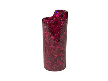 Red Glitter Shell Lighter Case Cover Holder Fits Bic Lighters