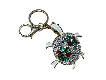 Rhinestone Turtle Moving Parts Metal Keychain Accessory Handbag Charm