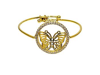 Butterfly Pave Gold Plated Adjustable Bracelet