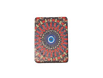 Evil Eye Centered Abstract Pattern Double Compact Mirror w/ Crystal Stones
