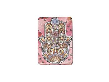 Hamsa Hand Printed Double Compact Mirror w/ Crystal Stones