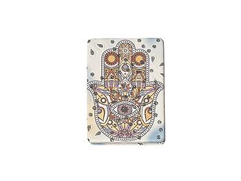 Hamsa Hand Printed Double Compact Mirror w/ Crystal Stones