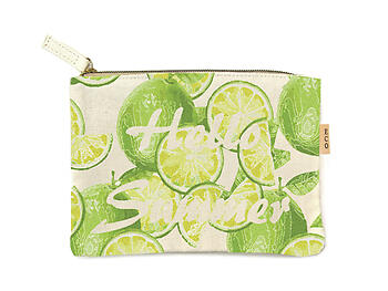 Hello Summer Small Cotton Canvas Cosmetic Zipper Eco Pouch Bag