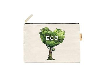 Eco Tree Small Cotton Canvas Cosmetic Zipper Eco Pouch Bag