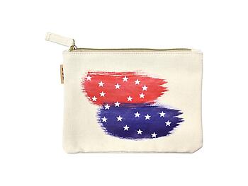 American Flag Small Cotton Canvas Cosmetic Zipper Eco Pouch Bag