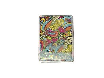 Glitter Paisley Pattern Printed Double Compact Mirror