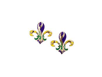 Gold Mardi Gras Fleur De Lis Stud Earrings